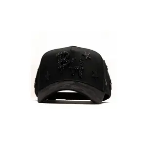 Barbas Hats “Blackout Stars” Premium Snapback – All Black Adjustable Streetwear Cap with Studded BH Logo & Star Embroidery, Premium Urban Baseball Cap for Men Women, Luxury Hip Hop Headwear