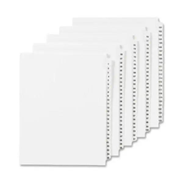Avery AVE01073 Numeric Side Tab Dividers - 11 in. x 8.5 in., 25-PK, White, Avery Style Print, Helvetica Bold Typestyle, for Index Briefs & Legal Briefs