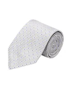 Grey Patterned 100% Silk Tie - Made in Italy, Hand-Finished & Tipped, Small Batch, Premium Accessory for Men, 8cm Wide, 150cm Long