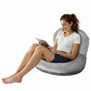 VEVOR Reading Pillow, Large Size U-Shaped Sitting up Pillow, Washable Bed Pillow with Soft Velvet, Bed Rest Back Pillow, Ideal for Reading, Gaming, Resting, Working, GreyVEVOR Super Brand Day