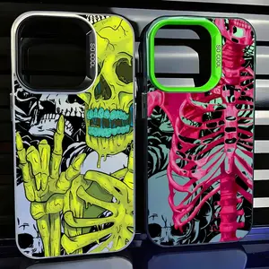 Rose skull skeleton soft phone case, shockproof back cover, compatible with iPhone 17/16/15/14/13/12/11/X/XS/XSMAX/XR/16E/17E/7P/8P, matte silver back cover, suitable as a holiday gift for friends, family, or yourself