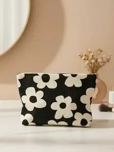Floral Pattern Makeup Bag, Cosmetic Pouch, Handheld Cosmetic Pouch, Casual Versatile Storage Bag, Travel Makeup Bag, Travel Cosmetic Bags, Suitable for Women and All Kinds of Occasions, Makeup Organizer