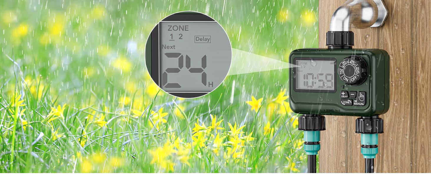 BN-LINK Sprinkler Timer Outdoor - 2 Zone Programmable Water Timer with Rain Delay, Automatic Irrigation System for Lawns & Garden Hoses - Waterproof Manual Controller with Large LCD Display BN-LINK Sprinkler Timer Outdoor - 2 Zone Programmable Water Timer with Rain Delay, Automatic Irrigation System for Lawns & Garden Hoses - Waterproof Manual Controller with Large LCD Display
