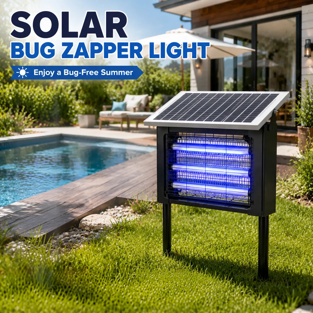 Solar Bug Zapper, USB-Rechargeable Hanging Tree-Mount Pest Catcher, All-Night Working Mosquito Trap Lamp, Portable for Patio Gatherings, Backyard Parties