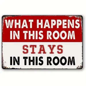 What Happens in This Room Metal Sign, Funny Man Cave Metal Sign, Vintage Garage Signs, Unique Wall Decor for Men's Bedroom or Man Cave