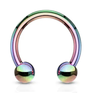 Externally Threaded 316L Surgical Steel Multicolor Horseshoe Septum Ring Choose From 5 Gauges
