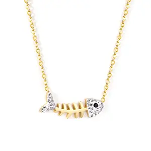 Sparkling Fishbone Necklace: A Playful and Chic Design non  tarnish  jewelry Trendy Shell and Starfish Necklace high quality