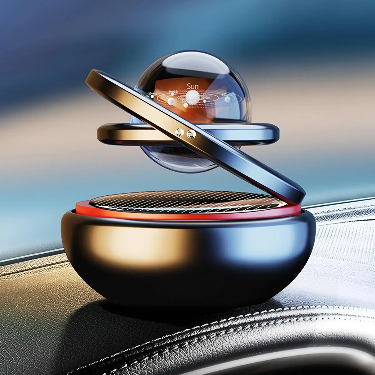 Car Aromatherapy Ornament with 1count Aromatherapy Tablet, Multipurpose Solar Powered Air Freshener, Rotating Car Air Freshener, Universal Car Interio