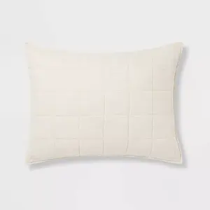 King Space Dyed Cotton Linen Sham Khaki - Threshold: Woven Zippered Pillow Cover, OEKO-TEX Certified