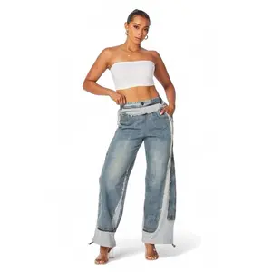 Runaway Straight Leg Denim Detail Jean Sweatpants