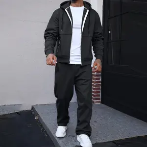 Men's Autumn Winter Sports Hoodie Fleece Jacket Set, Top + Pants Two-Piece Combination, Suitable for Outdoor Activities and Hiking, Warm and Windproof Athleisure Summer Clothes Casual Sportswear Workout Running Clothes tracksuits for men