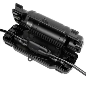 Outdoor Extension Cord Safety Cover with Waterproof Seal IP54 Water-Resistant, Weatherproof Electrical Connection Box with 2 Latches, Plug, Socket, Holiday Decoration Light, Black