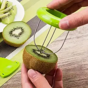 2pcs Easy-To-Use Kiwi Fruit Vegetable Slicer, Manual Cutter & Peeler, Abs Material, Non-Electric Kitchen Gadget, Food-Safe, Outdoor Camping Essential