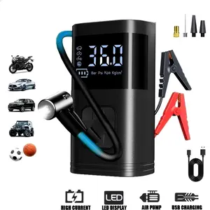 Spring Outing Portable Car Jump Starter, 4000A Car Battery Jump Starter with 150PSI Tire Inflator, 12V Car Battery Jump Starter, 15000mAh Power Bank, with LED Light