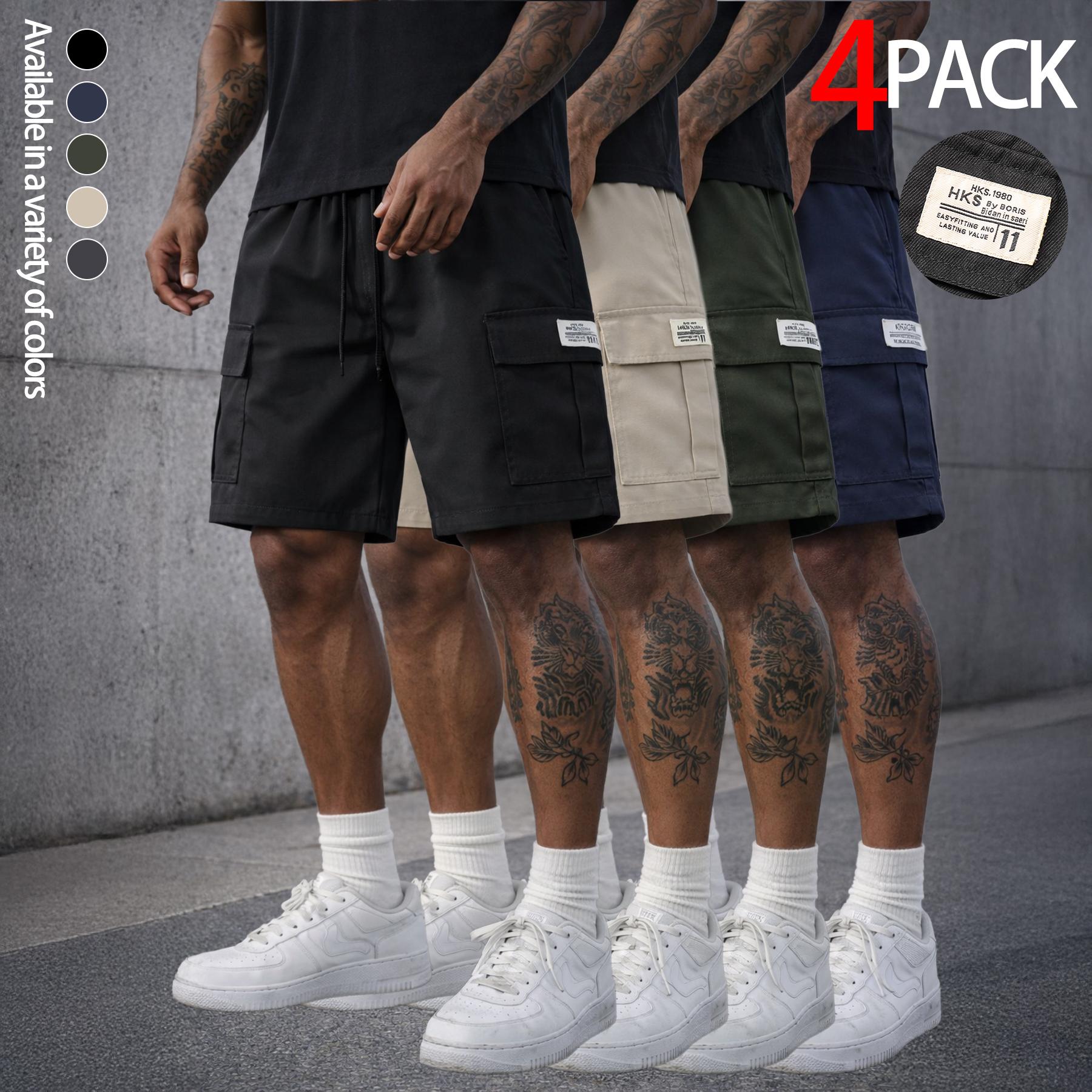 Mens Cargo Shorts Techwear Gorpcore Urban Utility Multi Flap Pockets Loose Fit Wide Leg Drawstring Summer Casual Streetwear High Street Vibe Cityboy Tactical Outdoor Hiking Athletic Workout Daily Wear Half Pants Multi Pack Bundle Fashion Basics Essentials