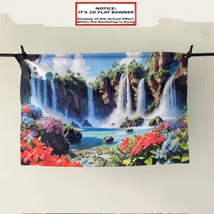 1pc of Party Banner, Featuring an Extra Large Design with a Waterfall And Floral Background, Suitable for Photo Props. Made of Polyester, It Serves As Decoration for Homes, Rooms, And Walls, Perfect for Party Backgrounds And Supplies Or As Gifts