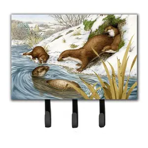 212 MAIN Playtime Otters Triple Hooks Metal Wall Mount Hook (Wall Mount Design) - Hanger for Leashes, Key Holders, Shelf-Compatible Home Decor & Household Use