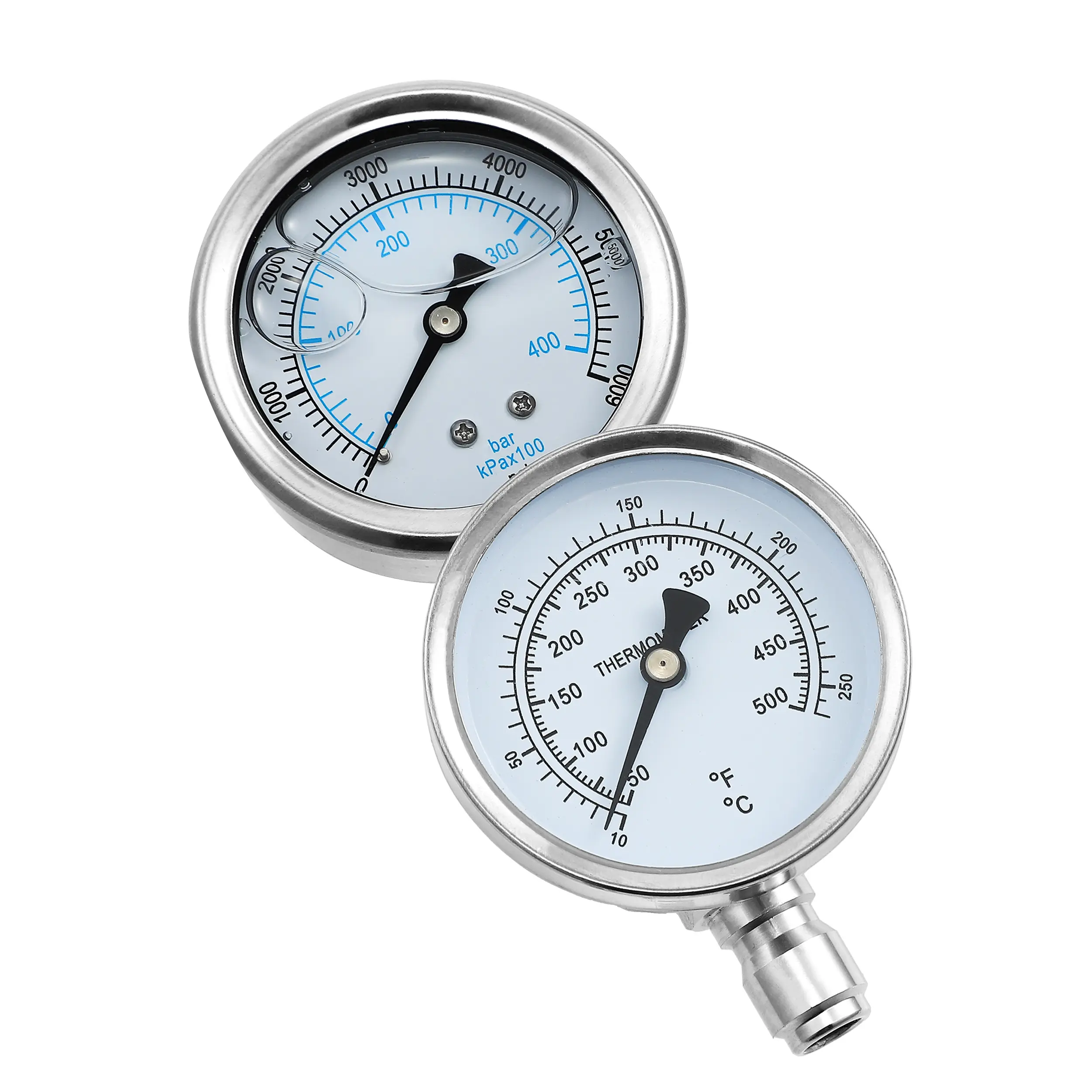 JOEJET 2-in-1 Pressure Washer Gauge, Pressure Washer Pressure Gauge and Temperature Gauge with 3/8 Inch Quick Connect, 6000 PSI, 500 F