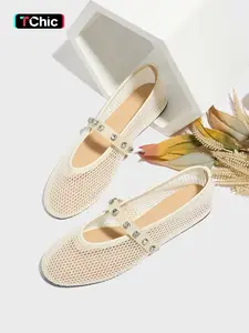 Women's Fashionable Mesh Decorated Flat Sandals, Casual Comfortable Slip on Sandals for Summer, Lightweight Breathable Shoes for Daily Wear, Elegant Minimalist Sandals