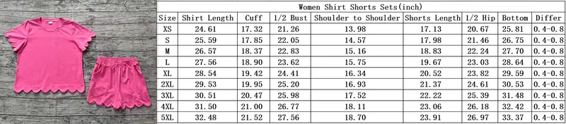 Women's Multi-Size Mommy-and-Me 2-Piece Breathable Matching Set - Scallop Edge Top with Coordinating Shorts for Summer