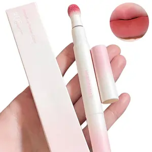 Compact Fur Ball Sponge Head Matte Lipstick for Music Festival Makeup, 1 Count Velvet Matt Finish Lip Gloss for Girls, Lip Moisturizer, Trending Makeup, Summer Makeup, Korean Makeup, 2000s Makeup