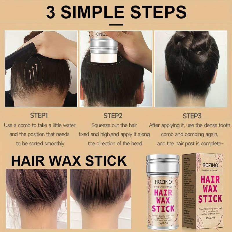 [2 BOTTLES] Rozino Hair Wax Stick 75g/2.7oz for Smooth Fly-Aways & Frizzy Hair Control along Hairline & Nape Areas