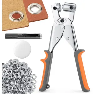 Grommet Tool Kit 3/8 Inch (10mm), Heavy Duty Handheld Manual Press with Hole Punch & 500 count Eyelets for Leather, Canvas, Fabric, Tarps, Vinyl & Banners