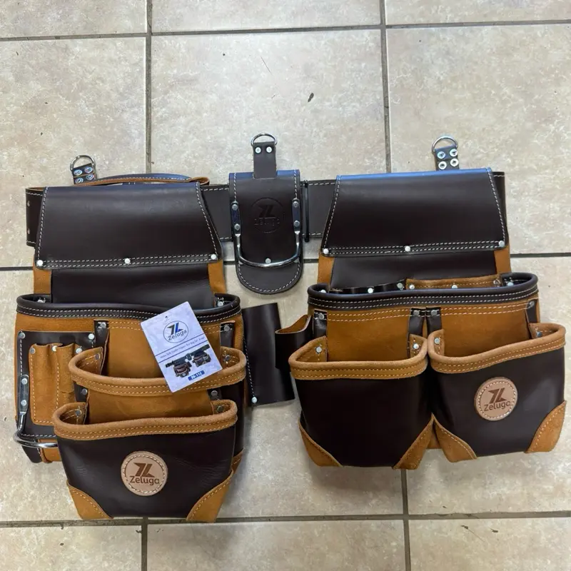 ZELUGA 20-112 Heavy Duty Leather Framer Tool Bag Set, Coffee