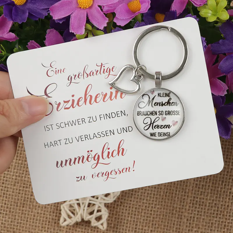 1pc/2pcs Thank You Keychains, A Great Educator Gift For Farewell Daycare, Childminder, Heart Design, Little People Thank You Grow, Perfect For Student, Classmate Gift, Teachers