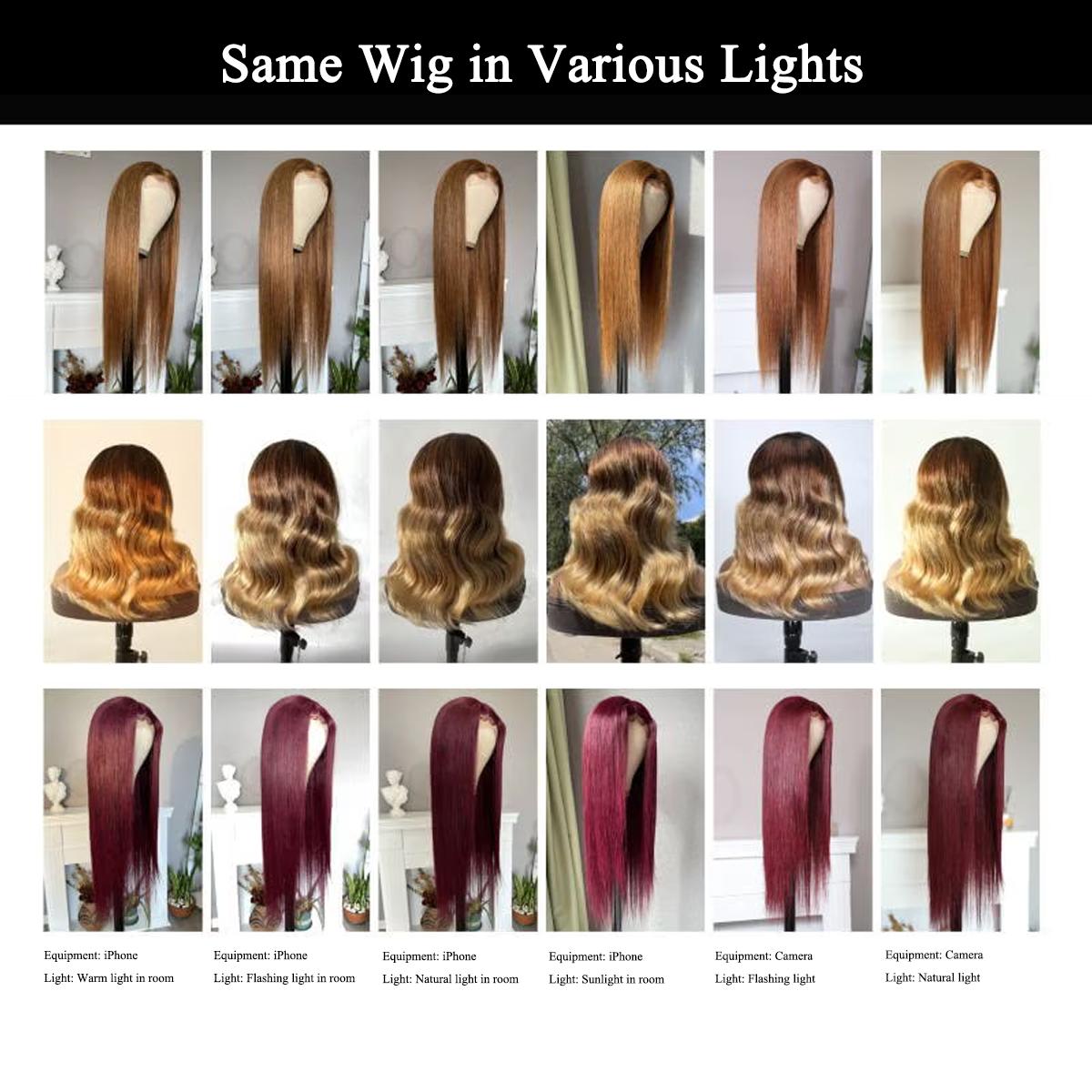 Nadula Black To Chestnut Brown Ombre Yaki Straight 7x5 Lace Wig With Drawstring Human Hair Natural Density Invisible Knots Glueless Put On And Go Beginner Friendly 18''-24'' Fit TikTokShopStockUp