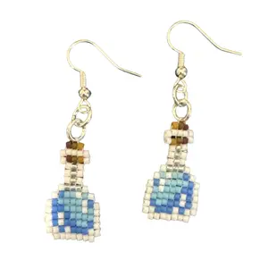 Blue Minecraft Potion Bottle Earrings Handmade Pixel Art Jewelry & Fidget Toy for Video Game Enthusiasts Unisex Gift