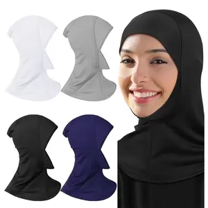 Set of 4Pcs Elastic Ethnic Long Tube Hijab Caps - Featuring a Neck Cover, Breathable Headscarf Hat for Women, Soft Bonnet with Complete Neck Protection