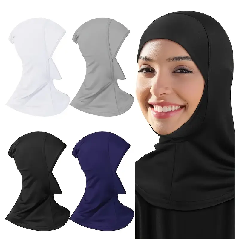 Women's 4-Pcs Elastic Ethnic Long Tube Hijab Caps for Muslim - Breathable, Soft Neck-Covering Bonnet, Fashion & Clothes Accessory, Women's Clothes, Female, Casual