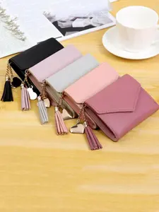 Fashion Women's Trifold Wallet with Tassel Pendant, Large Capacity Handbag for Coins and Cash, Ideal Gift for Students and Daily Use