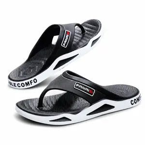 Men's Lightweight PVC Soft-Soled Casual Flip Flops with Geometric Print, Indoor/Outdoor Slippers for Home Leisure & Beach Use, Couple-Ready Home Supplies