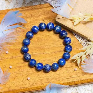 8inch Natural Handmade Lapis Lazuli 8mm Beads Stretch Bracelet Healing Third Eye Gemstone Beaded Blue Bracelet
