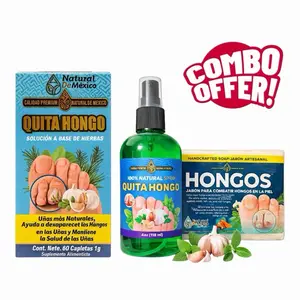 Triple Pack! Quita Hongo Spray + Quita Hongo 60 caplets + Hongos Soap Bar 4oz (118ml) Toenail Fungus Treatment Extra Strength: Nail Fungus Treatment for Toenails and Fingerail for Thick Yellow Discoloration Damaged Nails