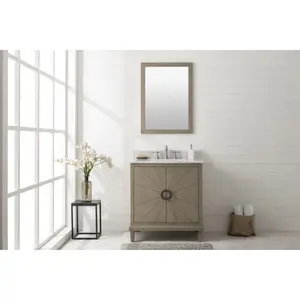Legion Furniture 30" Antique Gray Oak Vanity With Carrara White Top WLF7040-30-AGO-CW
