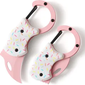 Folding Knife for Men and Women, Cute Keychain Box Knife, Mini Edc Tool, Creative Ice Cream Shape Multi-Function Knife, Ideal Gift for Women, Reusable Foldable Tool