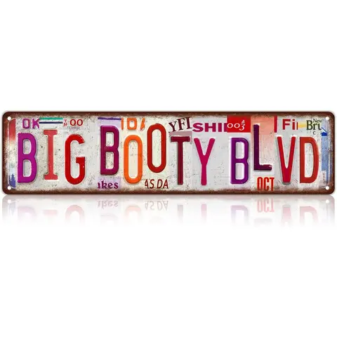 Vintage Big Booty Blvd Wall Decor Street Signs Metal Aluminium Signs Gife for Women Wife 16 x 4 Inches