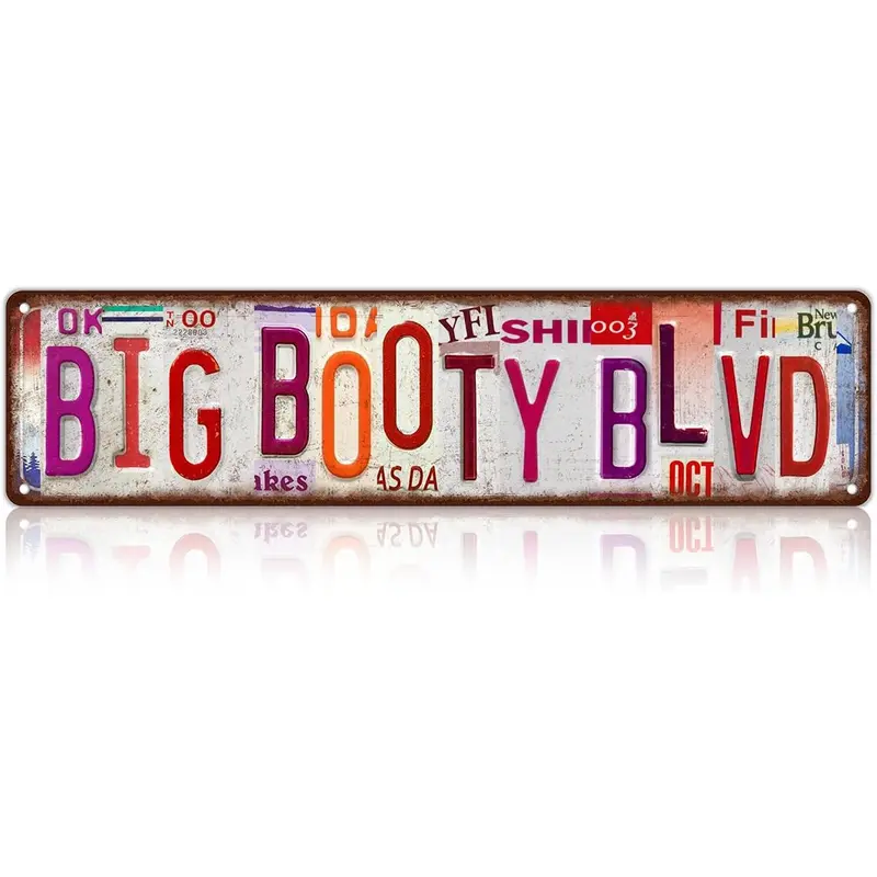 Vintage Big Booty Blvd Wall Decor Street Signs Metal Aluminium Signs Gife for Women Wife 16 x 4 Inches