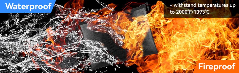 New Deal] Fireproof Document Bag (10"x13.5"), Waterproof Holder with Zipper for Passport, Important Papers, Cash, Money and Valuables, Secure Storage Organizer for Travel, Home, Office