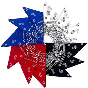 Pack of 12 Polyester Bandanas Head Scarves 22"X 22" Double Sides Printed Unisex Kerchief Paisley Printed Bandanas