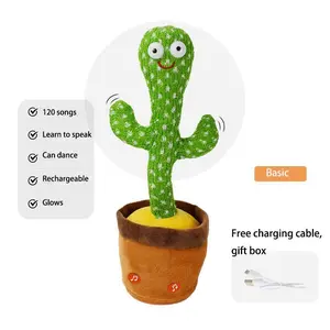 Emoin Dancing Cactus Baby Toys, Talking Cactus Toys Repeats What You Say Baby Boy Toys, Dancing Cactus Mimicking Toy with LED English Sing Talking Musical Toys Cute Rattle Maracas Sensory， Gift