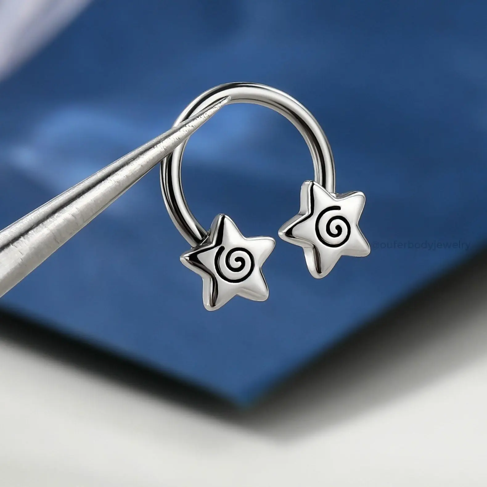 Oufer 16G Spiral Star Horseshoe Septum Ring, Septum Jewelry for Nose Ring Piercing Jewelry, Nose Rings For Women, Female