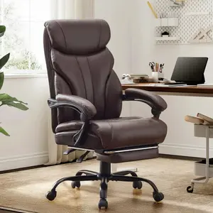 [TOP RATED - FLASH SALE] Garvee Comfortable Office Desk Chair 500 LBS, Big and Tall Office Chairs with Footrest, 90-155°Recline Executive Leather Gaming Chair for Heavy People, Long Hours