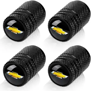 4pcs Tire Valve Stem Caps, Compatible with Chevrolet Chevy Series Stem Cap Universal Car Air Cover Car Accessories for Cars, SUV, Truck, Motorcycles Black