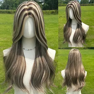 SMILCO/26nch Highlight Gold with Dark Brown Long Straight Synthetic Wig/SM521