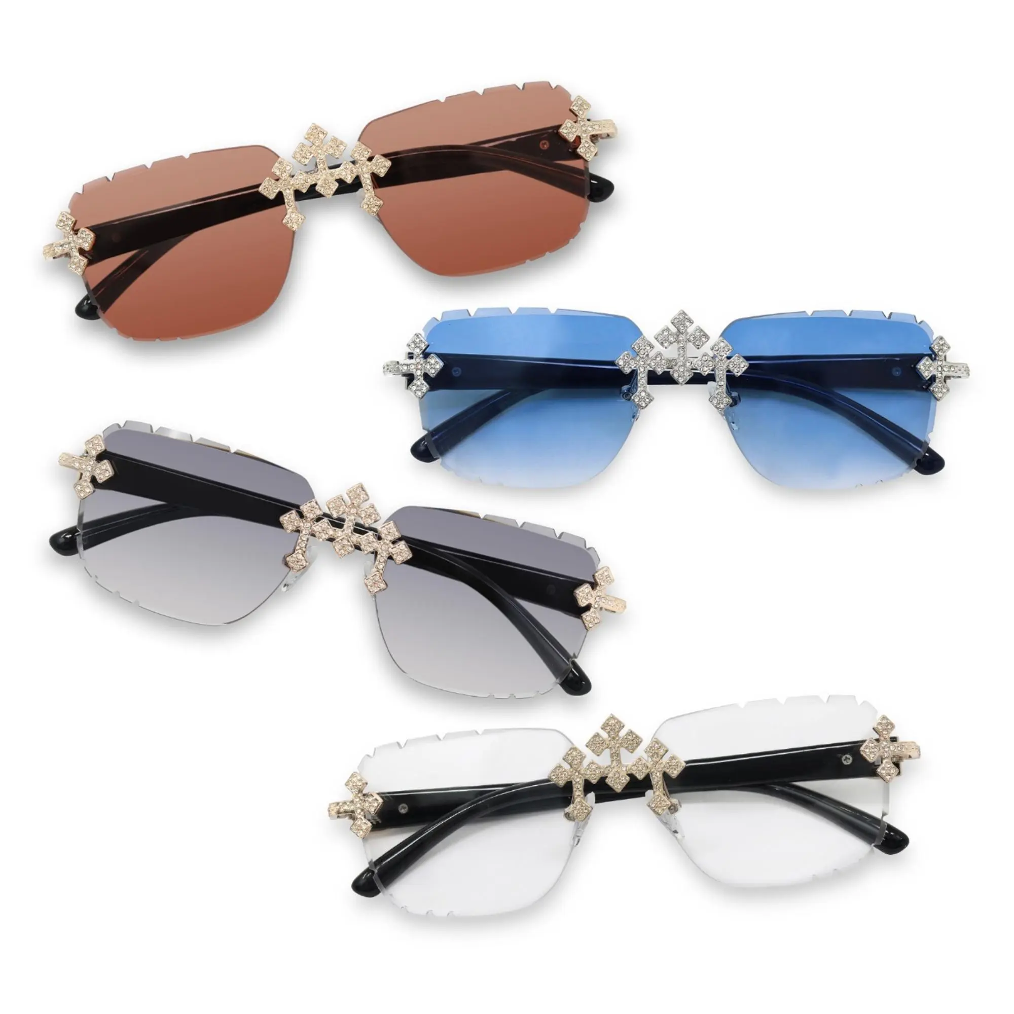 New Y2K Rimless Fashion Eyewear — Featuring a trendy rimless design accented with premium stone embellishments. Unisex and versatile, these glasses are the ideal choice for parties, casual outings, and making them the perfect gift.