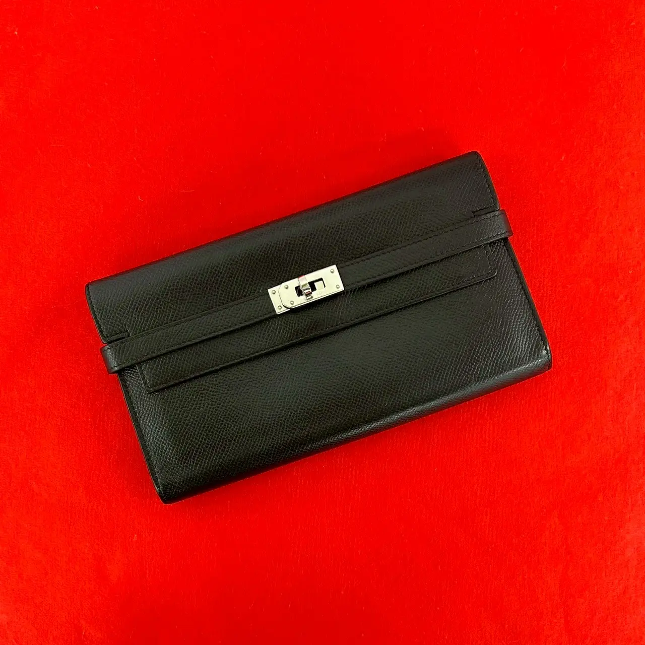 Pre-owned HERMÈS Calfskin Small Leather Goods Hermes Kelly Wallet Long Leather Wallet